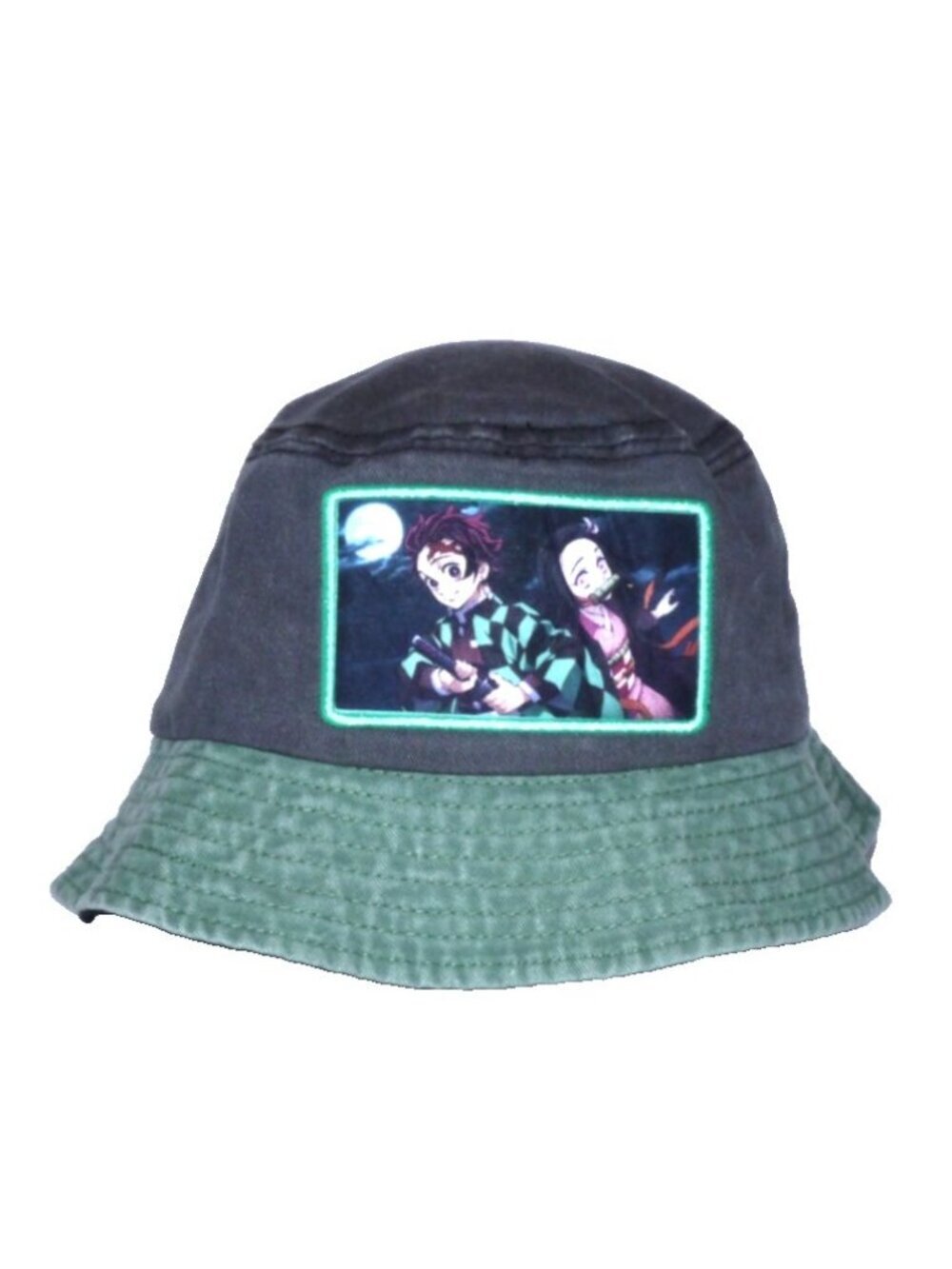 Demon Slayer Kimetsu No Yaibal gray & green bucket hat cap 100% cotton 24" head